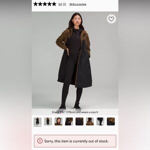 Lululemon Athletica Black and Brown Trench Coat